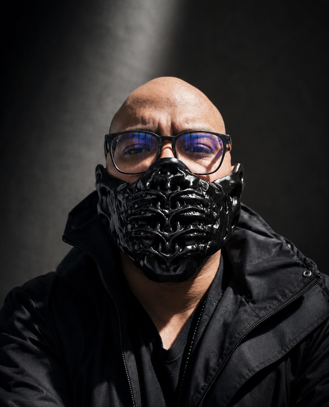 Azlan Syarawi, artist and founder of MASKS, wearing a black MASK